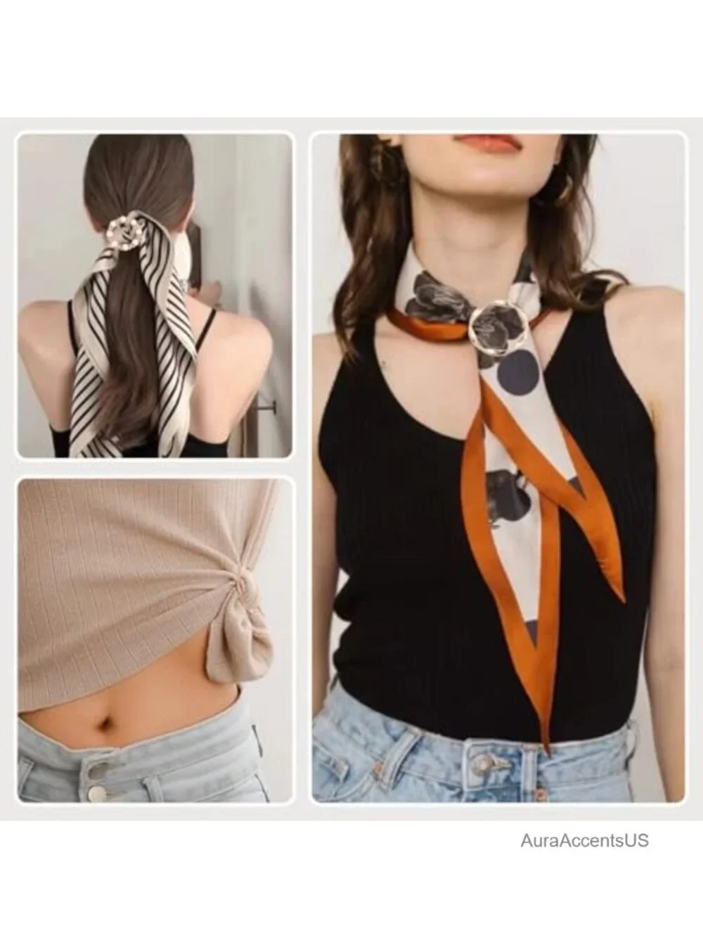 20PCS Silk Scarf Ring Clip Set for Women with Storage Bag, Shirt Cinch Clips
